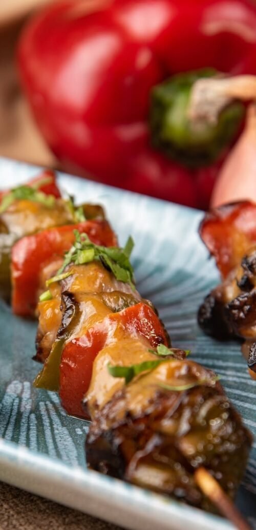 🍖 Mango Chicken Skewers – Sweet, Tangy, Perfect! 🍢Indulge in our fried chicken skewers marinat